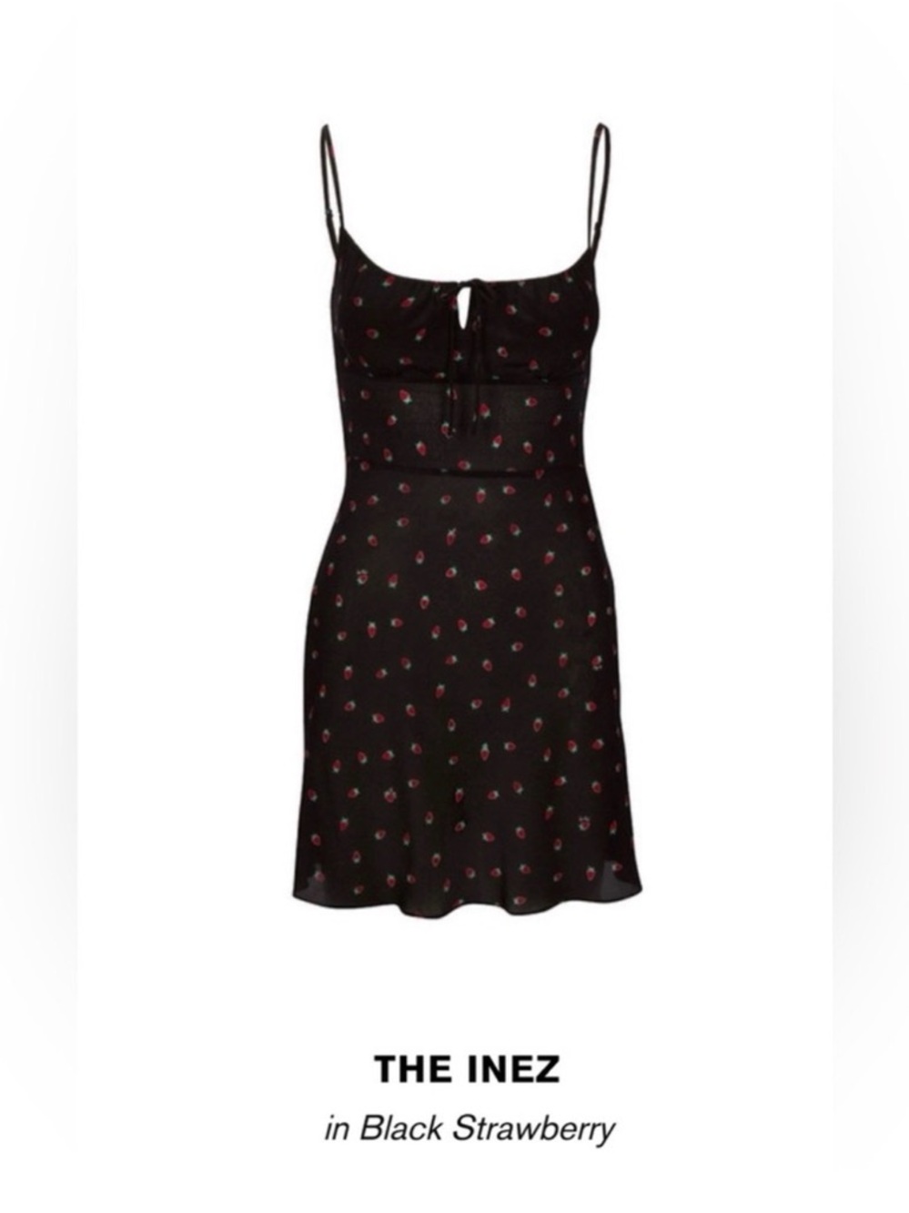 Realisation Par NEW The Inez silk mini dress in the black strawberry print SizeL